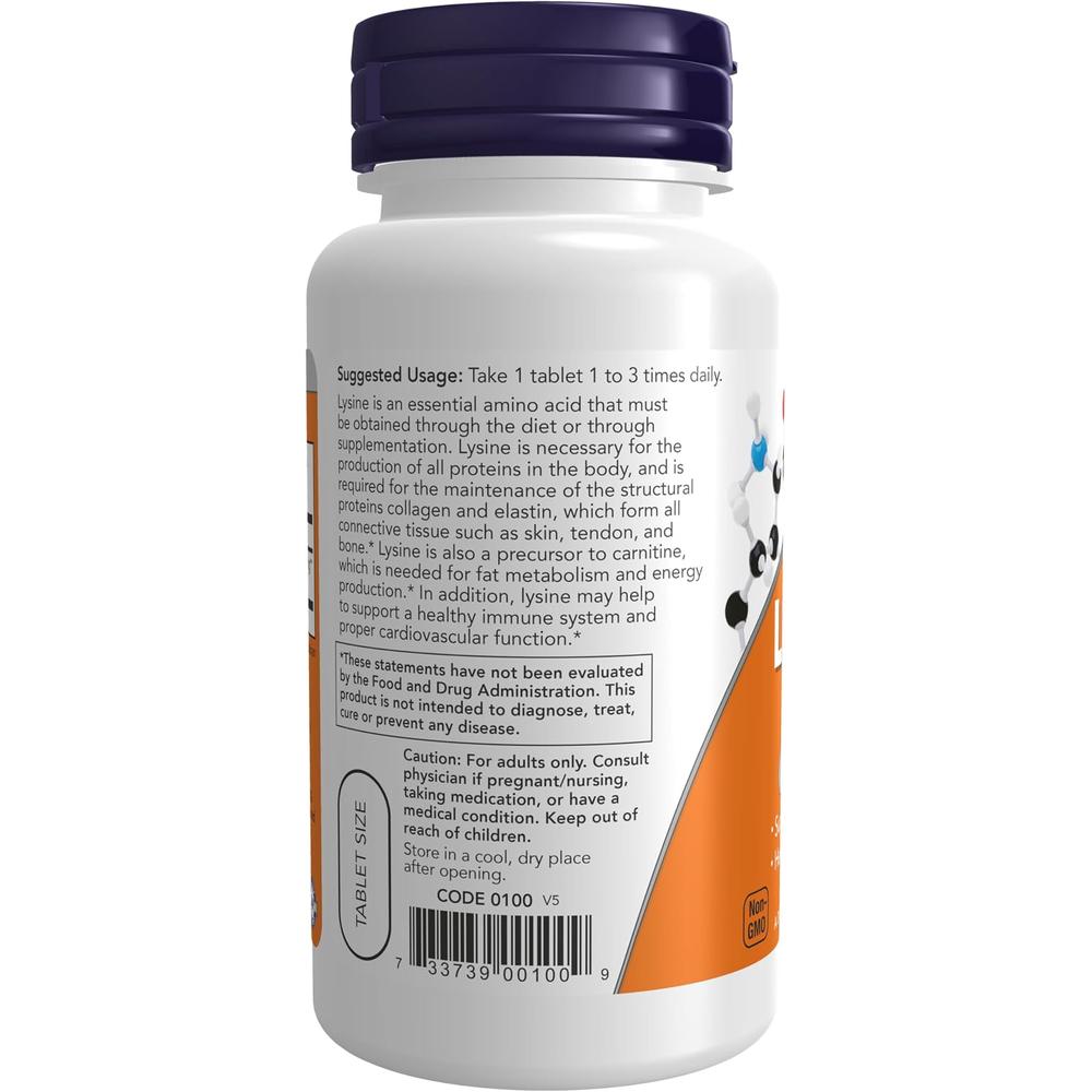L-LISINA NOW FOODS 500 MG 100 TABLETAS - 4