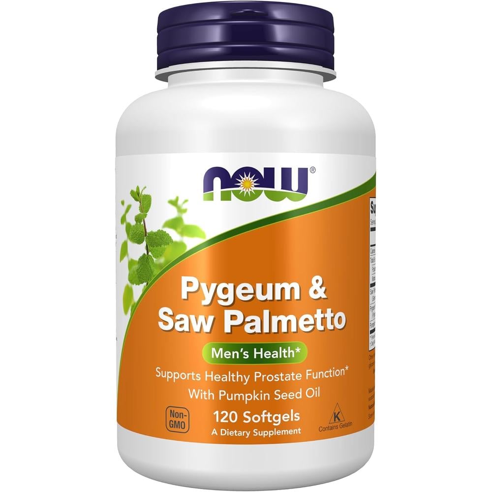 PYGEUM + SAW PALMETTO NOW FOODS CON ACEITE DE SEMILLA DE CALABAZA 120 CÁPSULAS - 1