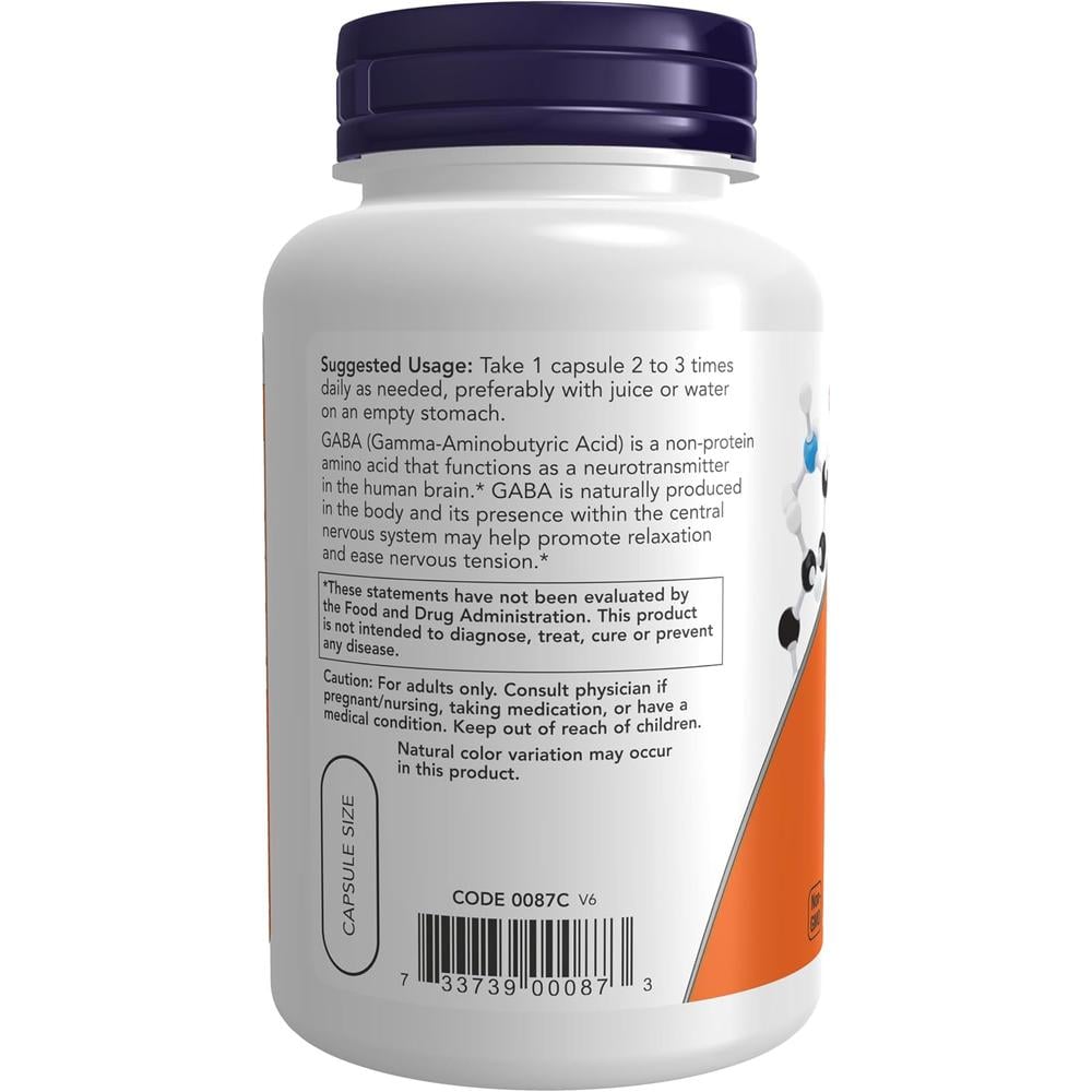 GABA NOW FOODS 500 MG + VITAMINA B6 100 CÁPSULAS - 4