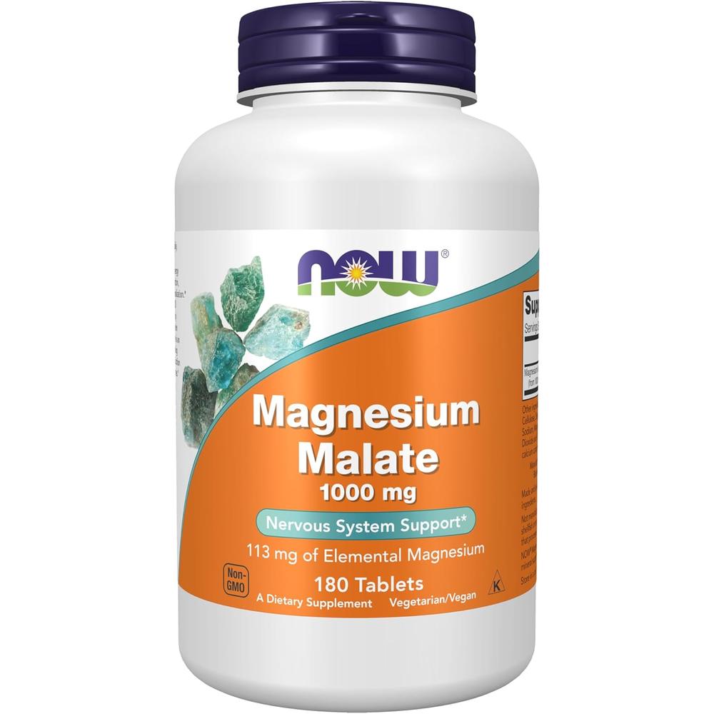 MALATO DE MAGNESIO NOW FOODS 1000 MG 180 TABLETAS - 1