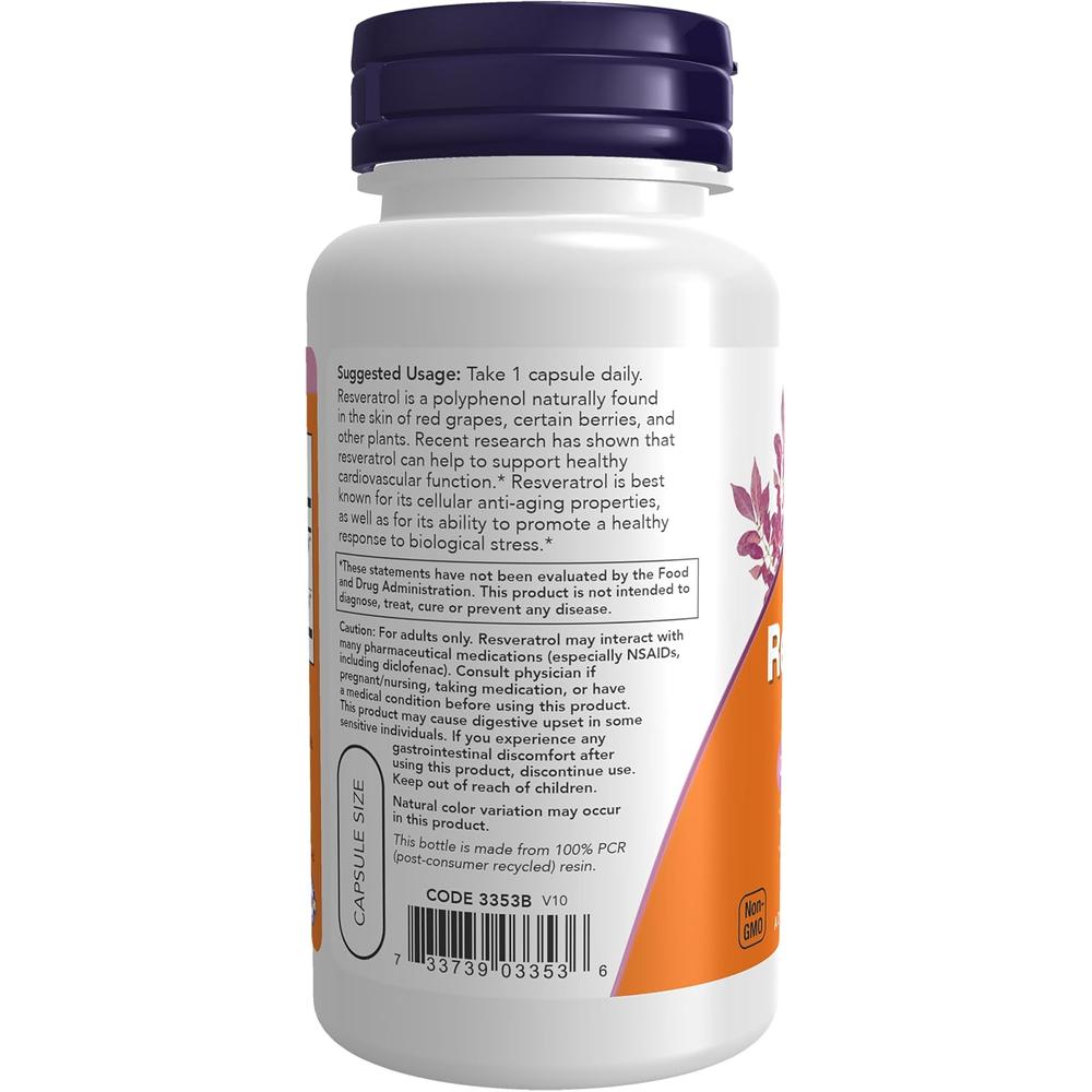 RESVERATROL NOW FOODS 200 MG CON EXTRACTO DE VINO TINTO 60 CÁPSULAS - 4