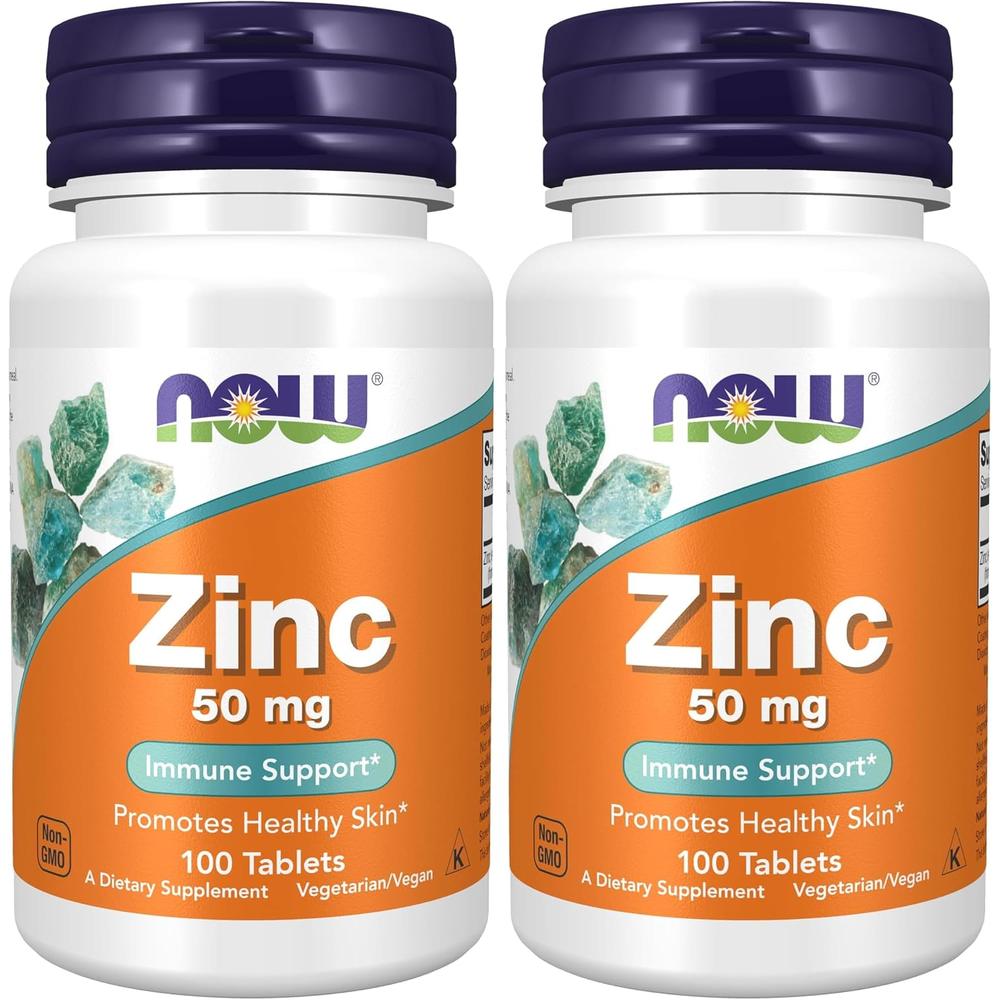 GLUCONATO DE ZINC NOW FOODS 50 MG 100 TABLETAS | PACK 2 - 2