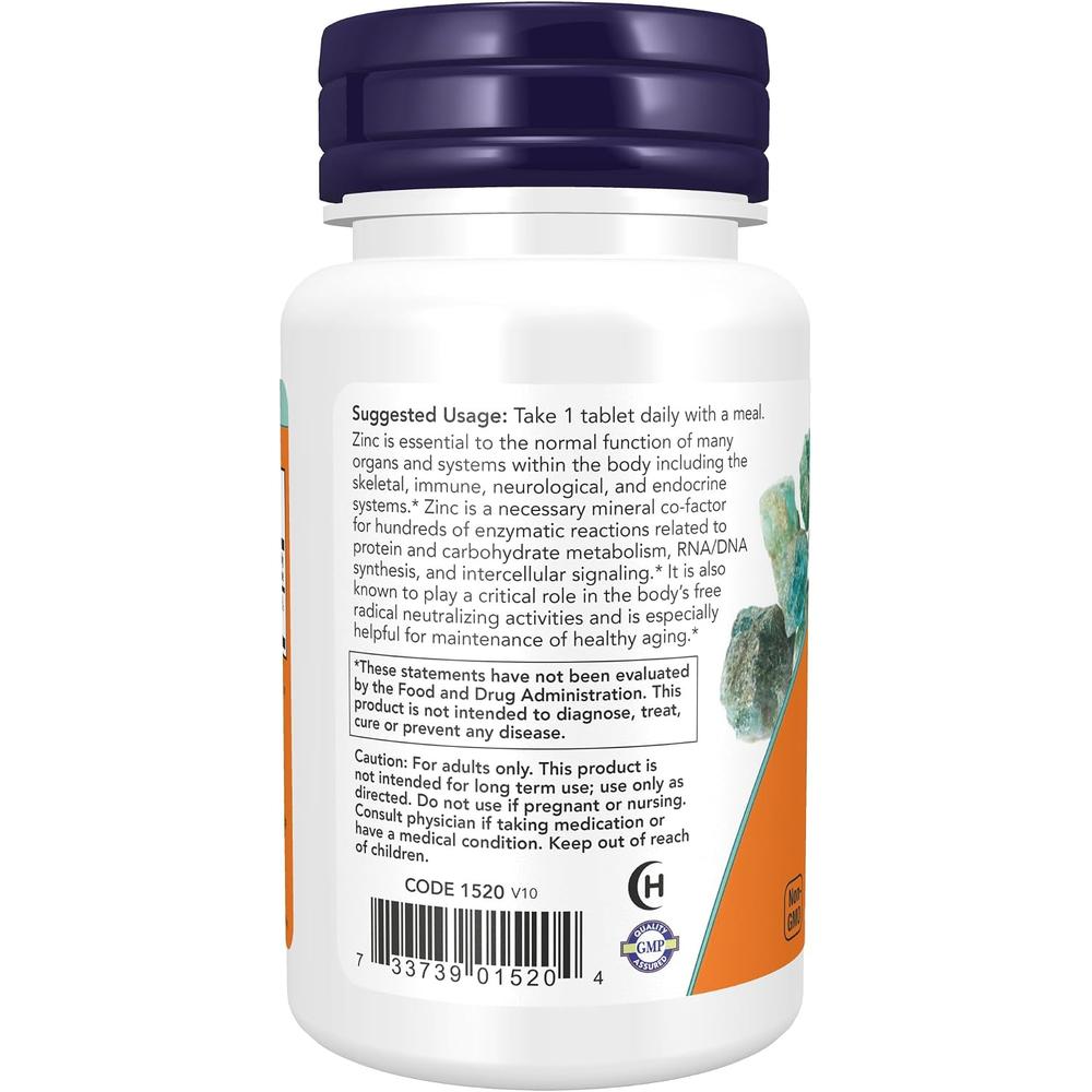 GLUCONATO DE ZINC NOW FOODS 50 MG 100 TABLETAS | PACK 2 - 4