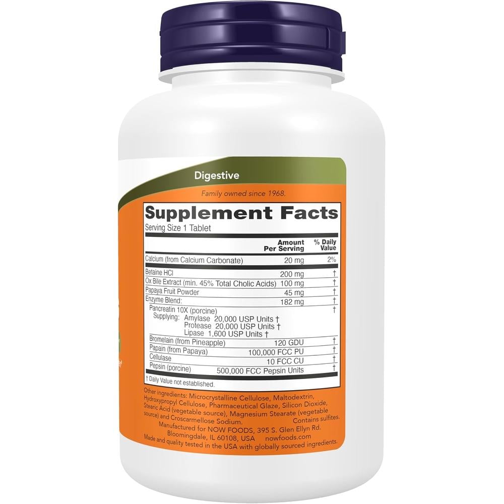 SUPER ENZYMES NOW FOODS 180 TABLETAS - 3