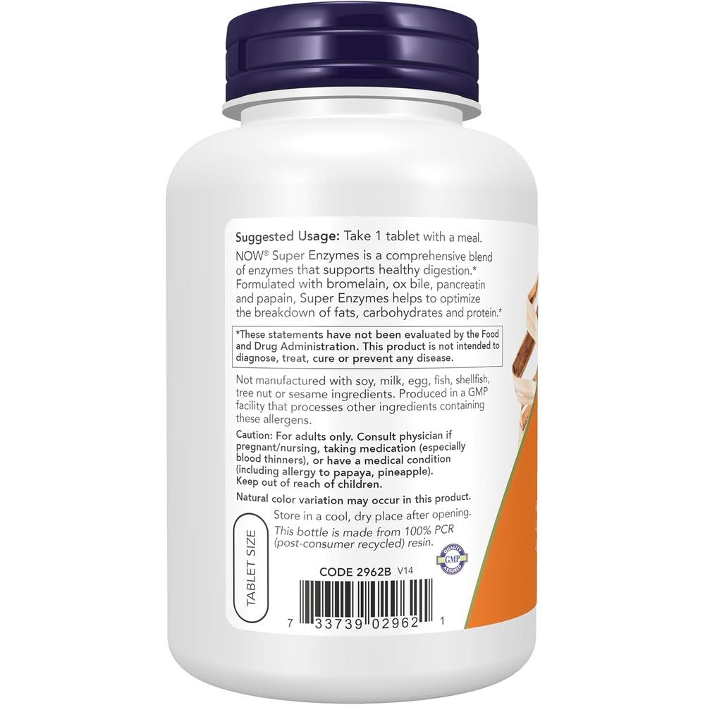 SUPER ENZYMES NOW FOODS 180 TABLETAS - 4