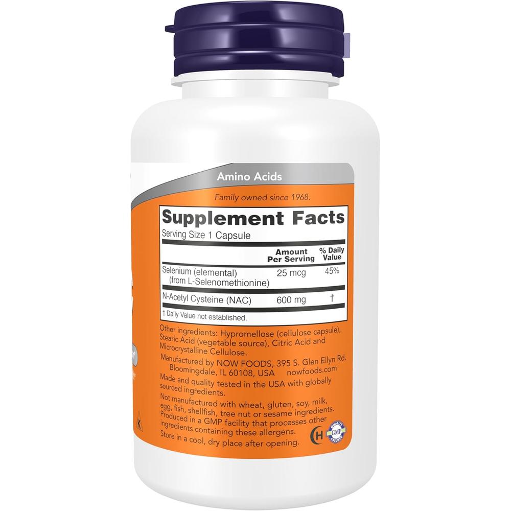 NAC NOW FOODS 600 MG CON SELENIO 100 CÁPSULAS - 3