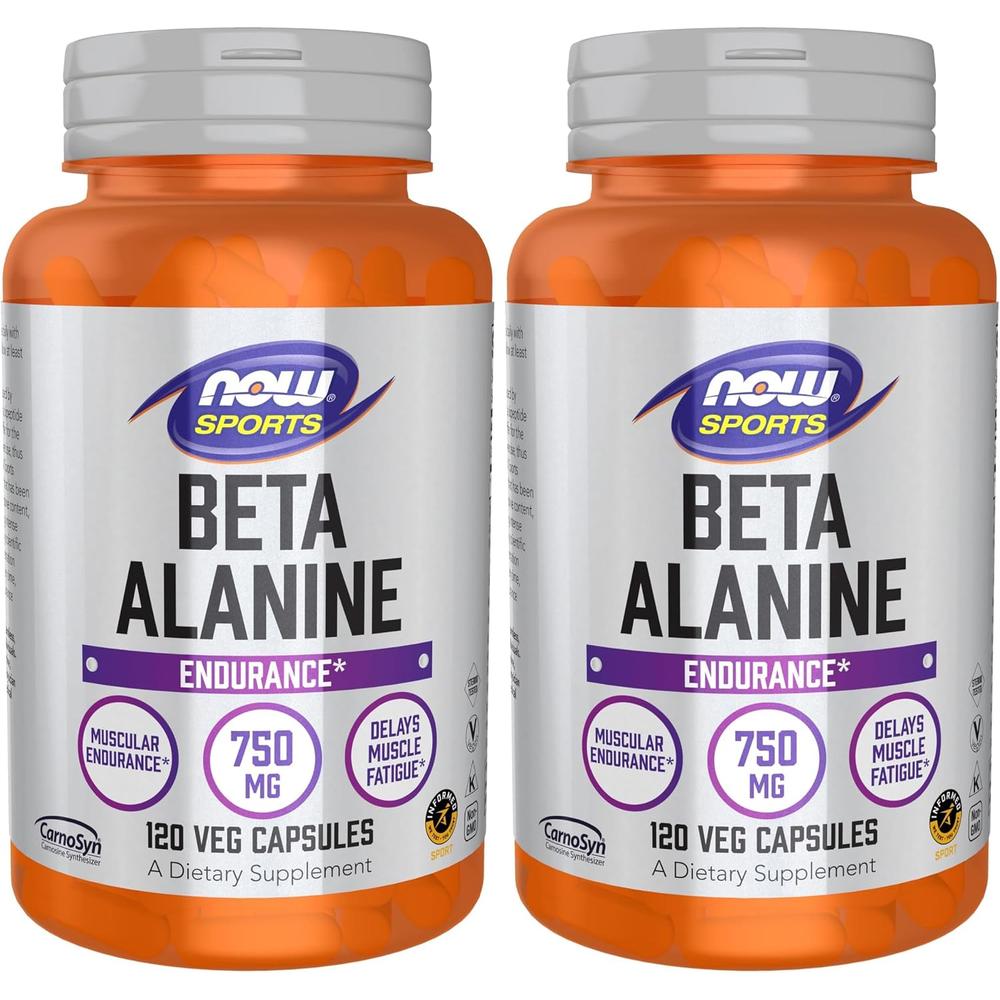 BETA-ALANINA NOW SPORTS 750 MG 120 CÁPSULAS | PACK 2 - 2