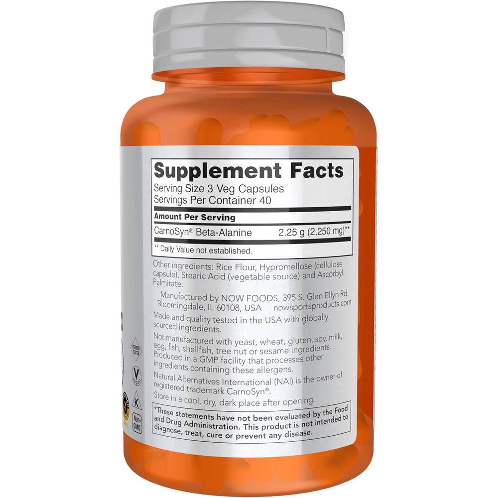 BETA-ALANINA NOW SPORTS 750 MG 120 CÁPSULAS | PACK 2 - 3