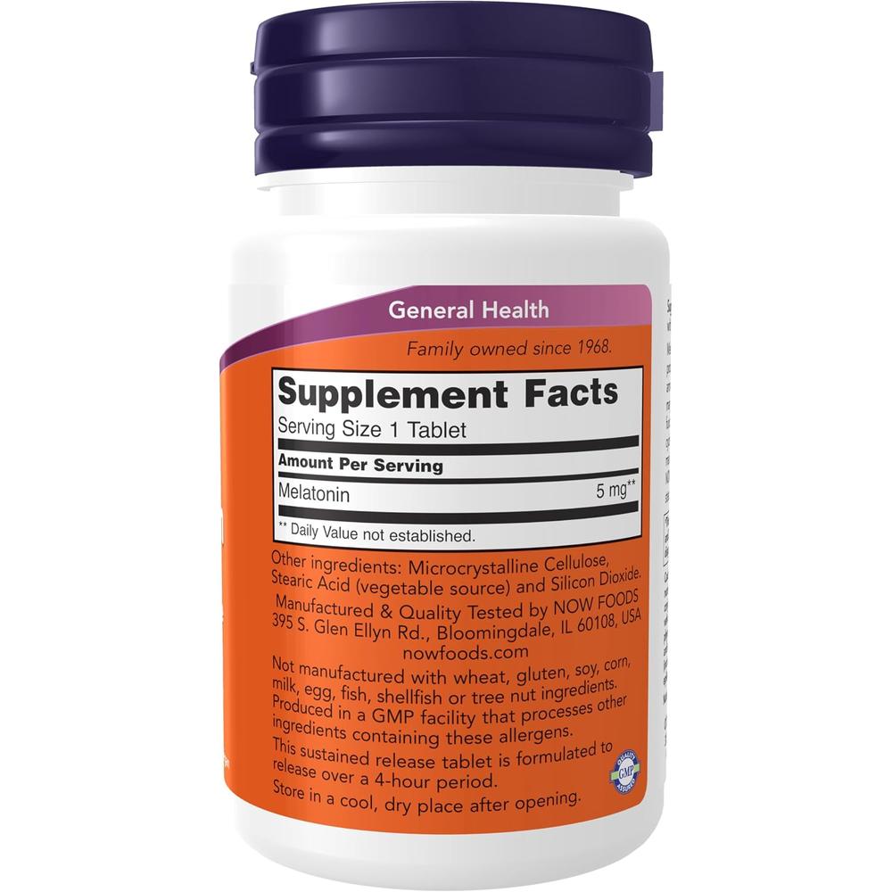 MELATONINA NOW FOODS 5 MG LIBERACIÓN PROLONGADA 120 TABLETAS - 3