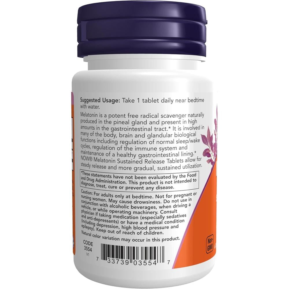 MELATONINA NOW FOODS 5 MG LIBERACIÓN PROLONGADA 120 TABLETAS - 4