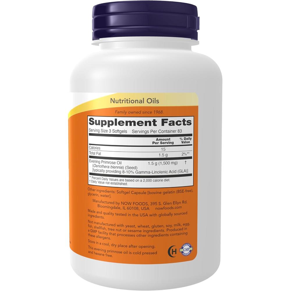 ACEITE DE ONAGRA NOW FOODS 500 MG 250 CÁPSULAS BLANDAS - 3