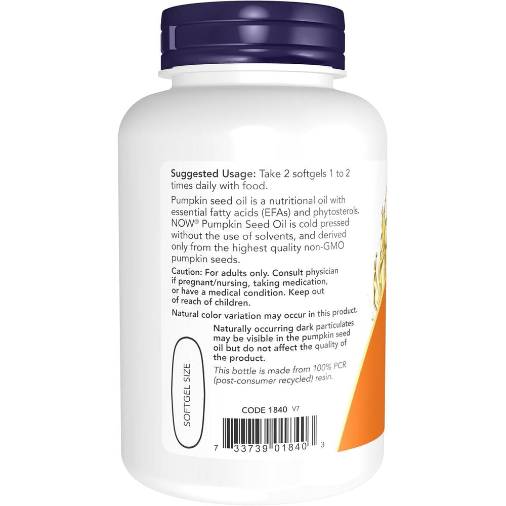 ACEITE DE SEMILLA DE CALABAZA NOW FOODS 1000 MG 100 SOFTGELS - 4