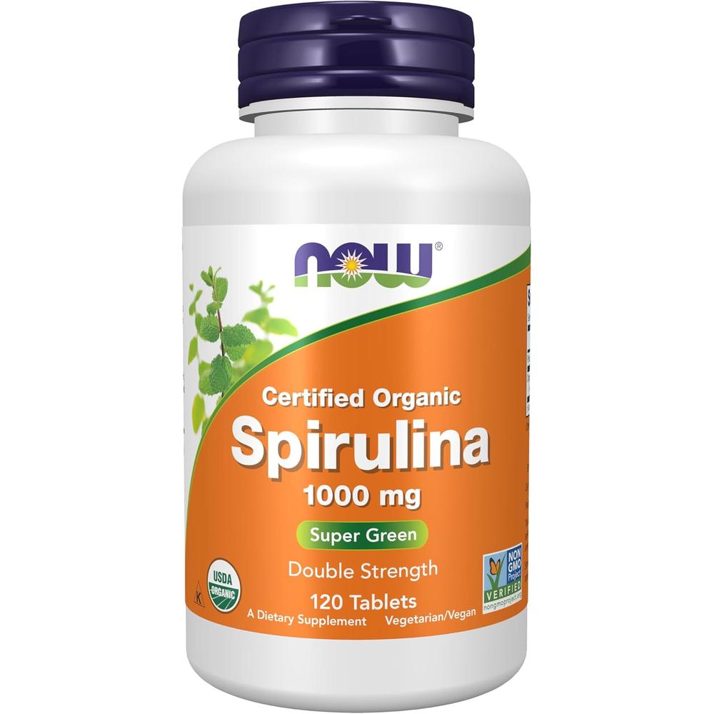 ESPIRULINA ORGÁNICA NOW FOODS 1000 MG 120 TABLETAS - 1