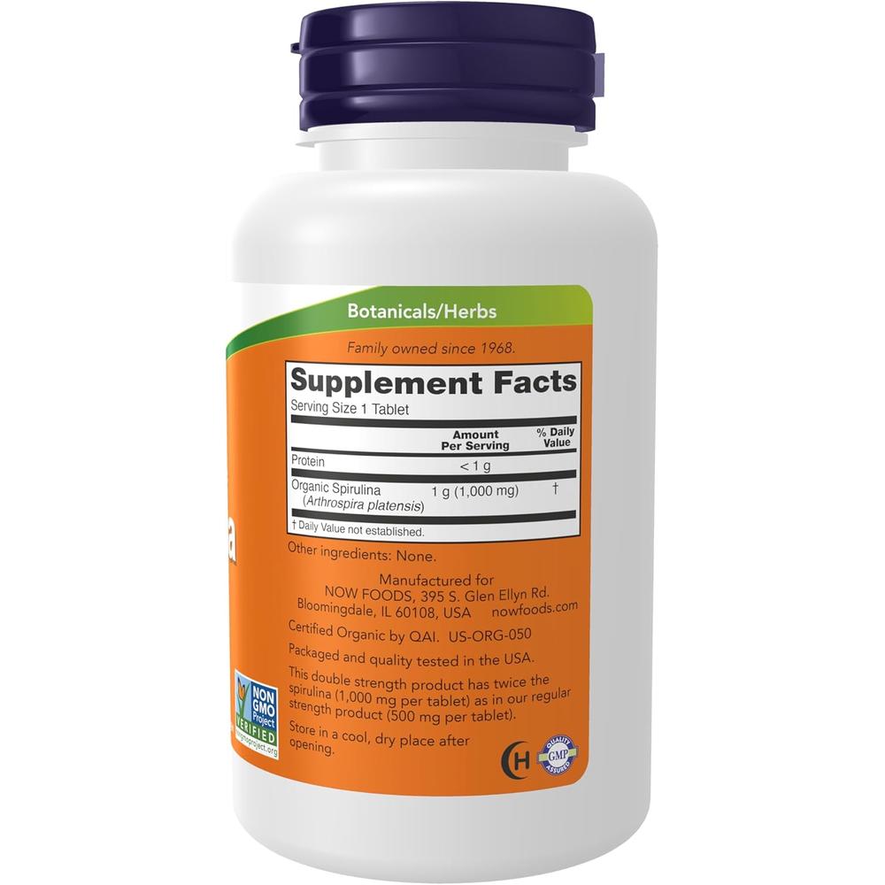 ESPIRULINA ORGÁNICA NOW FOODS 1000 MG 120 TABLETAS - 3