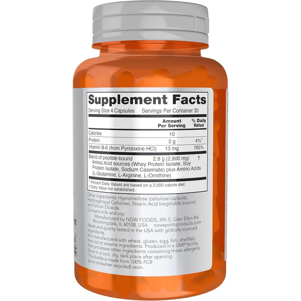 AMINO COMPLETE NOW SPORTS 20 AMINOÁCIDOS + VITAMINA B6 120 CÁPSULAS - 3
