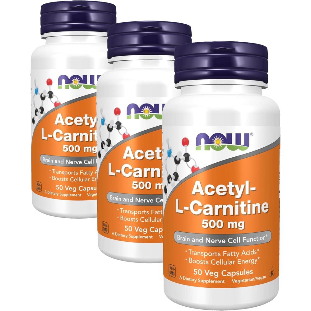 ACETIL L-CARNITINA NOW FOODS 500 MG 50 CÁPSULAS | PACK 3 - 2