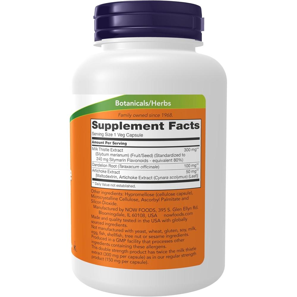 CARDO MARIANO NOW FOODS 300 MG CON ALCACHOFA + DIENTE DE LEÓN 200 CÁPSULAS - 3