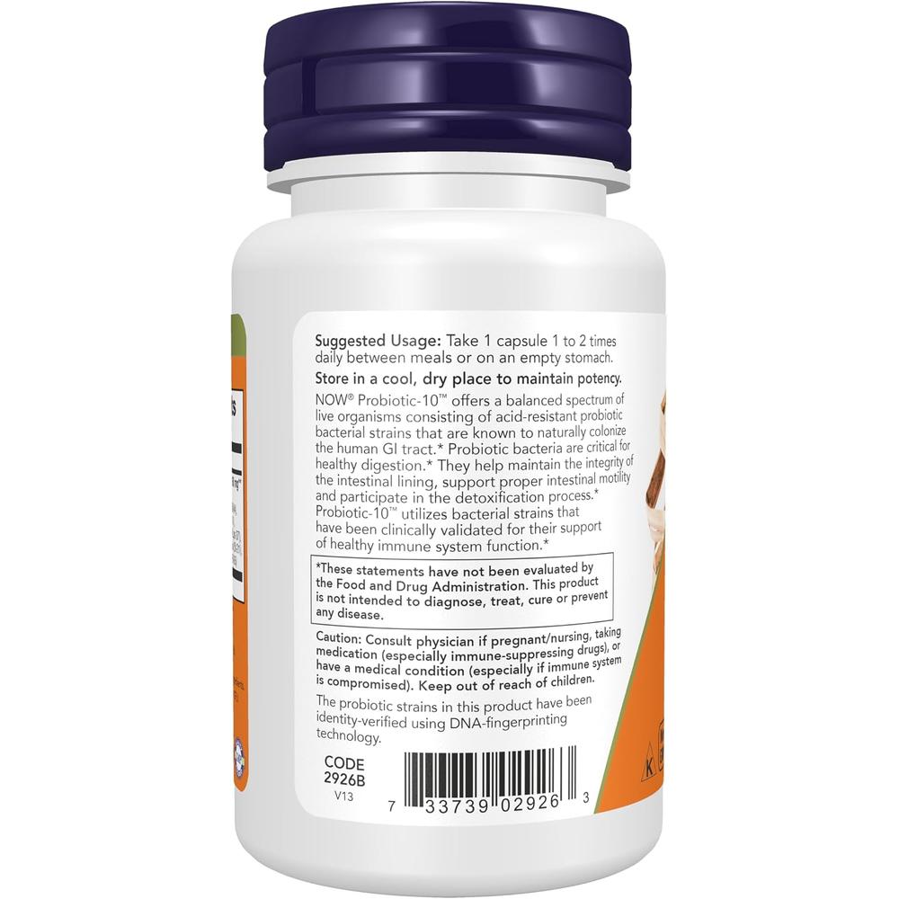 PROBIOTIC-10 NOW FOODS 25 BILLONES UFC 10 CEPAS 50 CÁPSULAS - 4