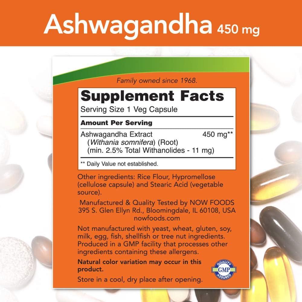 ASHWAGANDHA NOW FOODS 450 MG 90 CÁPSULAS | PACK 2 - 3
