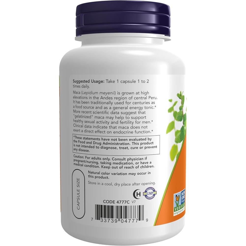 MACA RAW NOW FOODS 750 MG 90 CÁPSULAS - 4