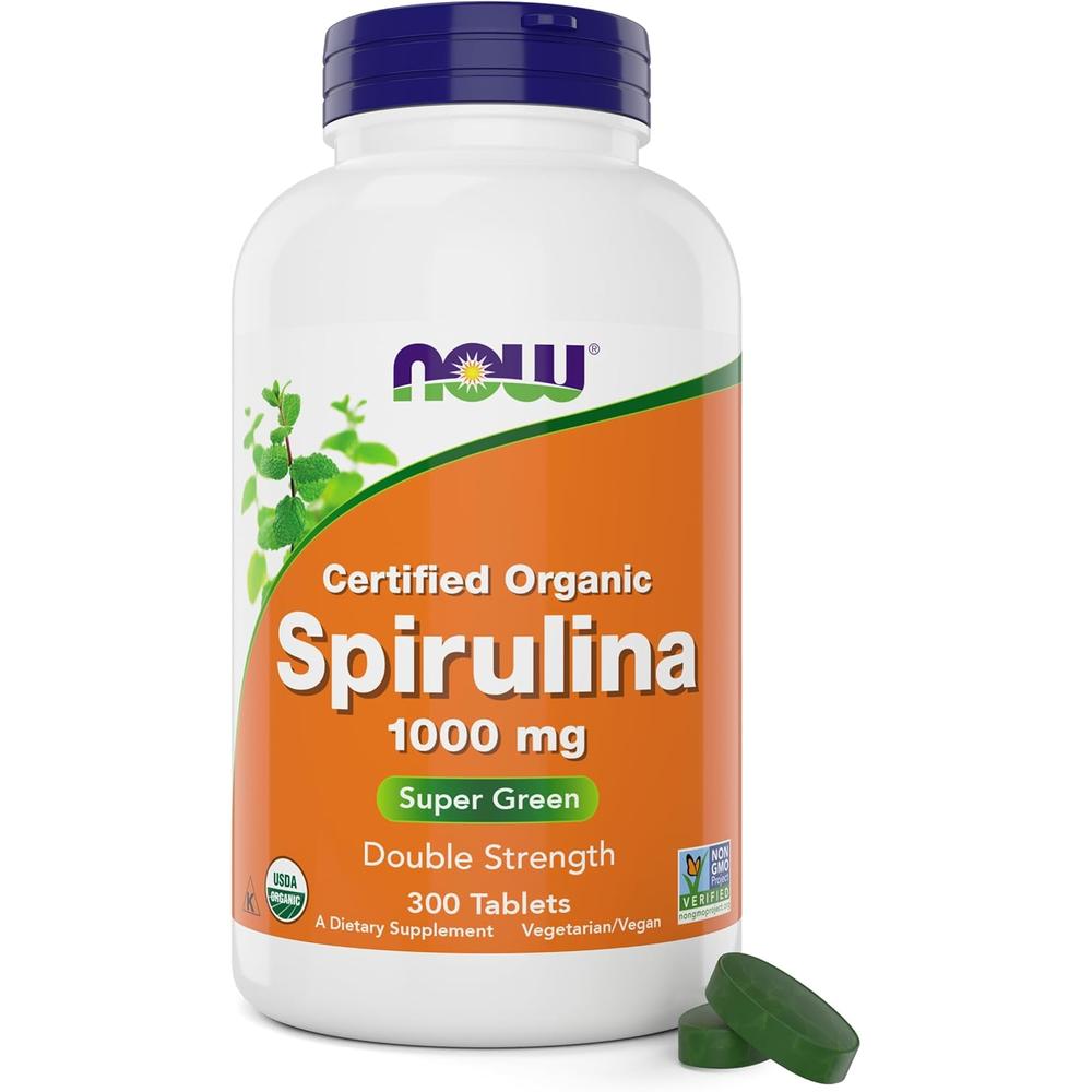 ESPIRULINA ORGÁNICA NOW FOODS 1000 MG 300 TABLETAS - 1