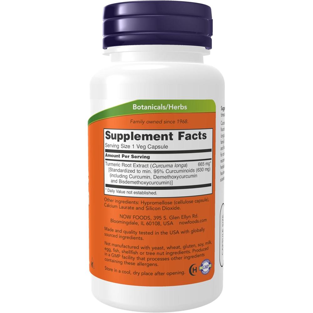 CÚRCUMA CURCUMINA NOW FOODS 95% CURCUMINOIDES 60 CÁPSULAS - 3