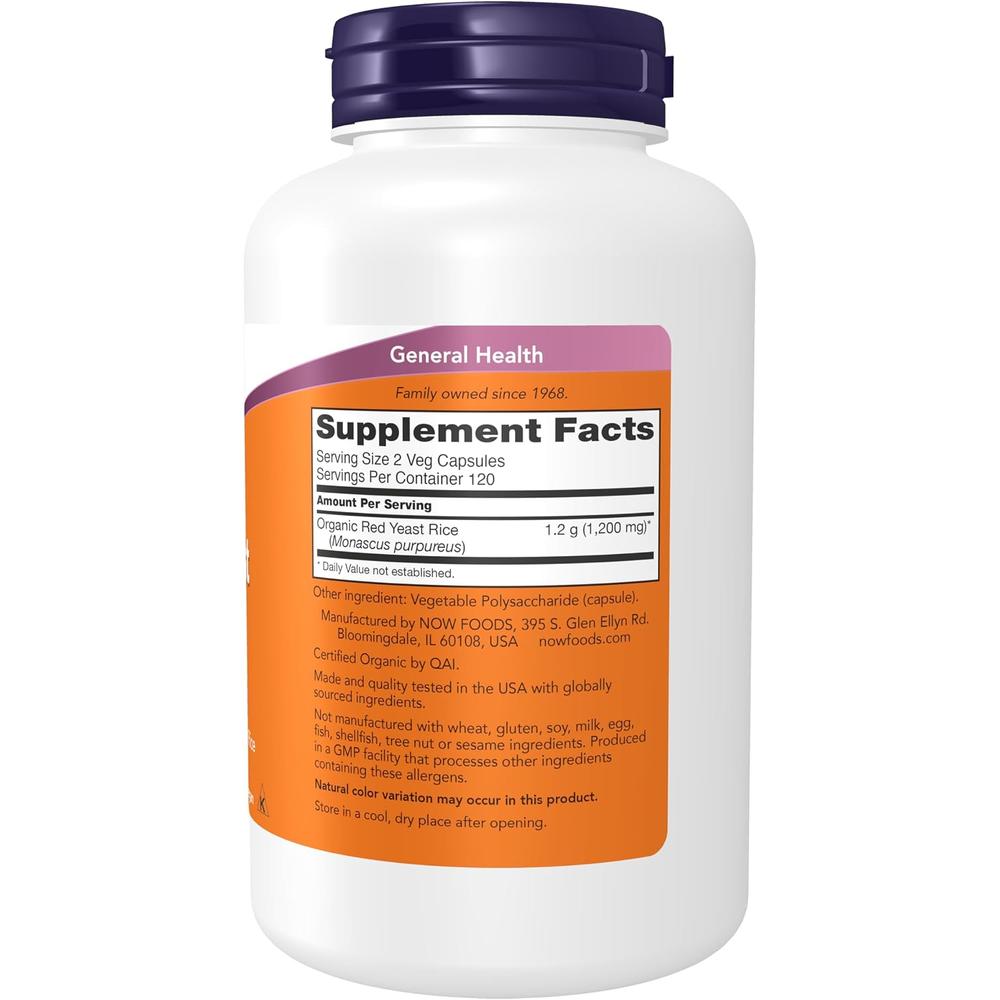 ARROZ DE LEVADURA ROJA NOW FOODS 600 MG 240 CÁPSULAS - 3
