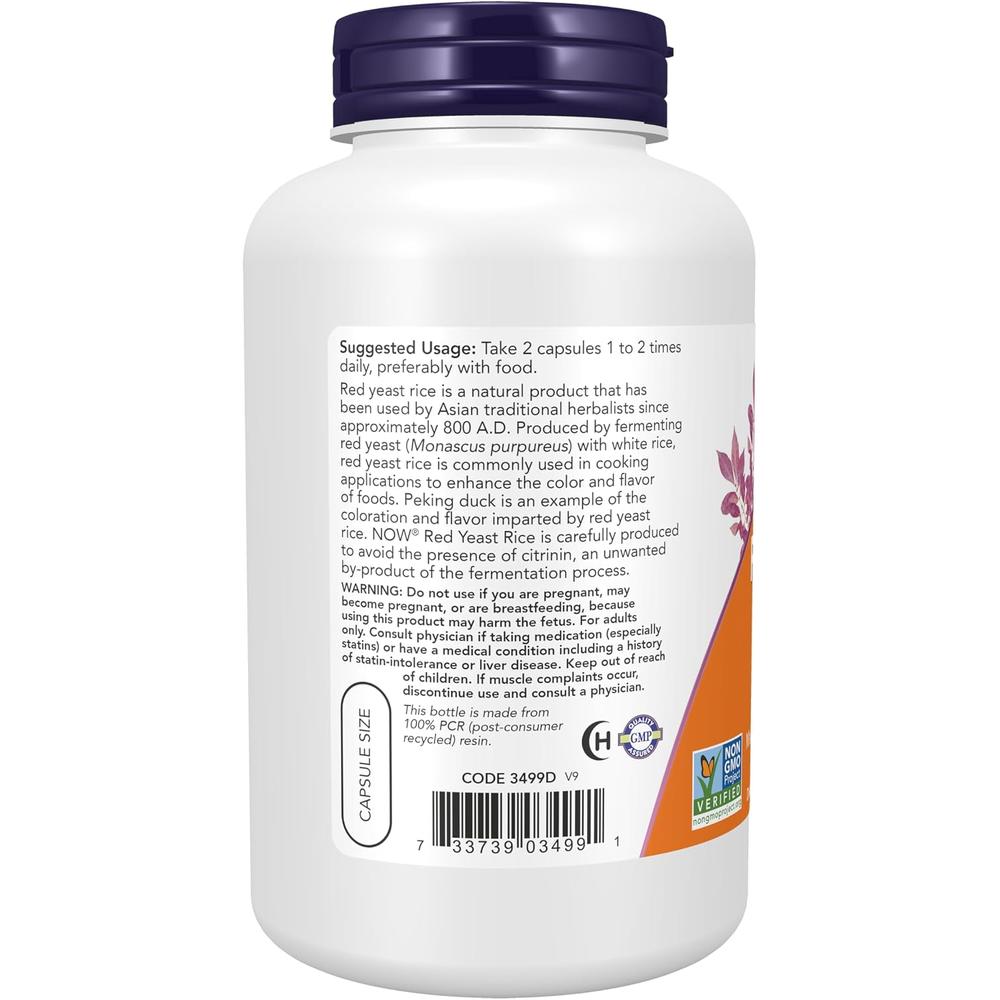 ARROZ DE LEVADURA ROJA NOW FOODS 600 MG 240 CÁPSULAS - 4