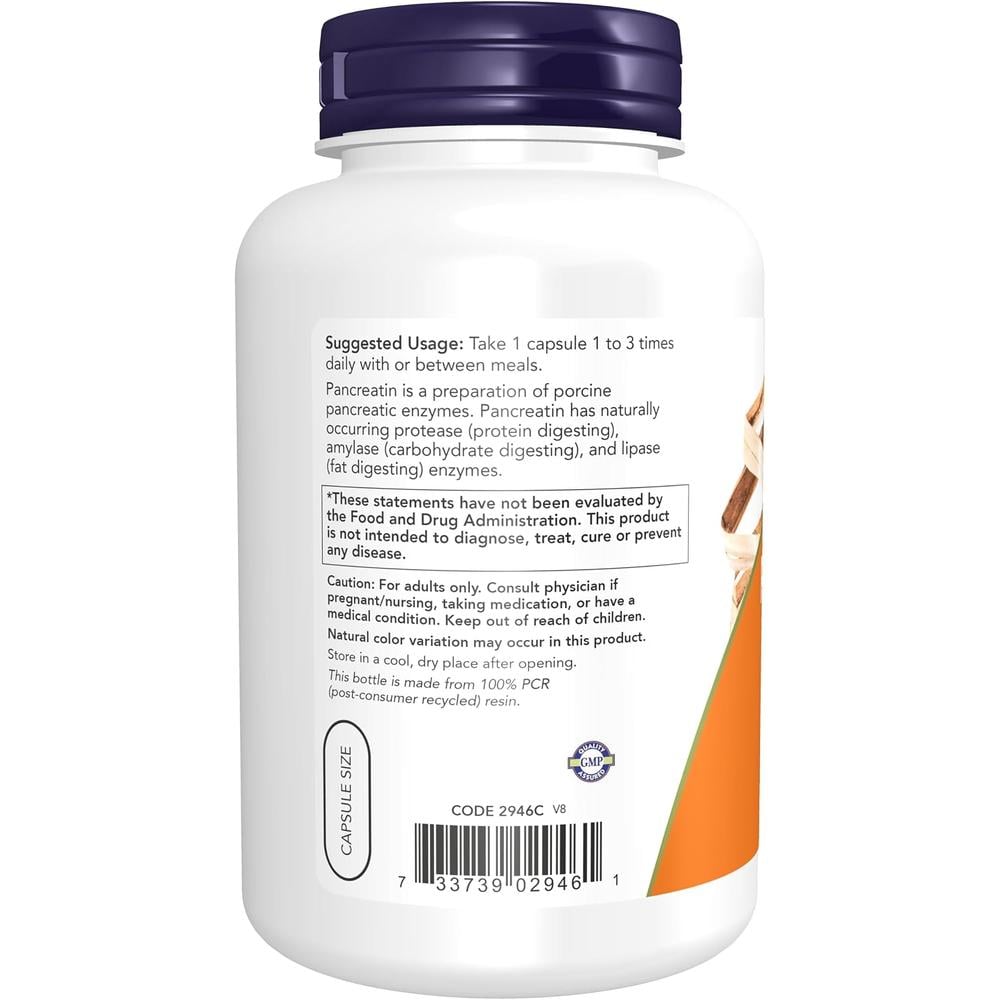 PANCREATINA 2000 NOW FOODS 250 CÁPSULAS - 4