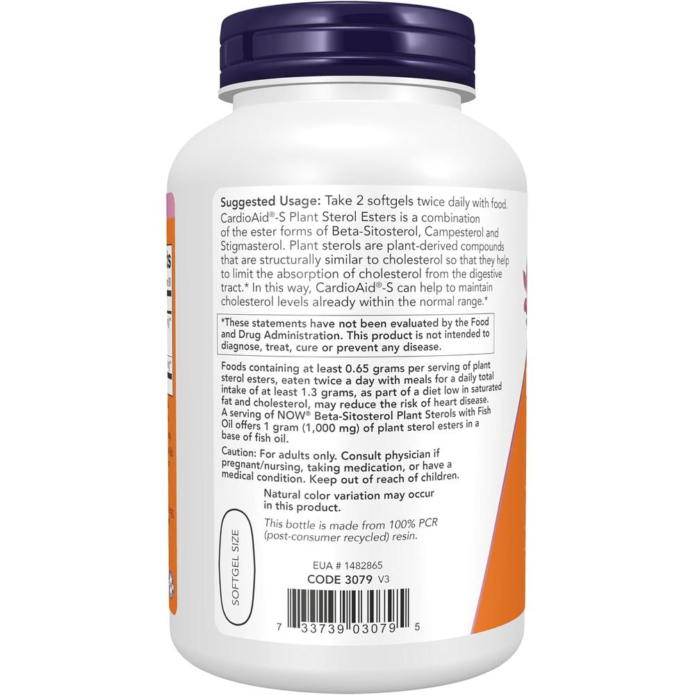 BETA-SITOSTEROL NOW FOODS CON ACEITE DE PESCADO 180 CÁPSULAS - 4
