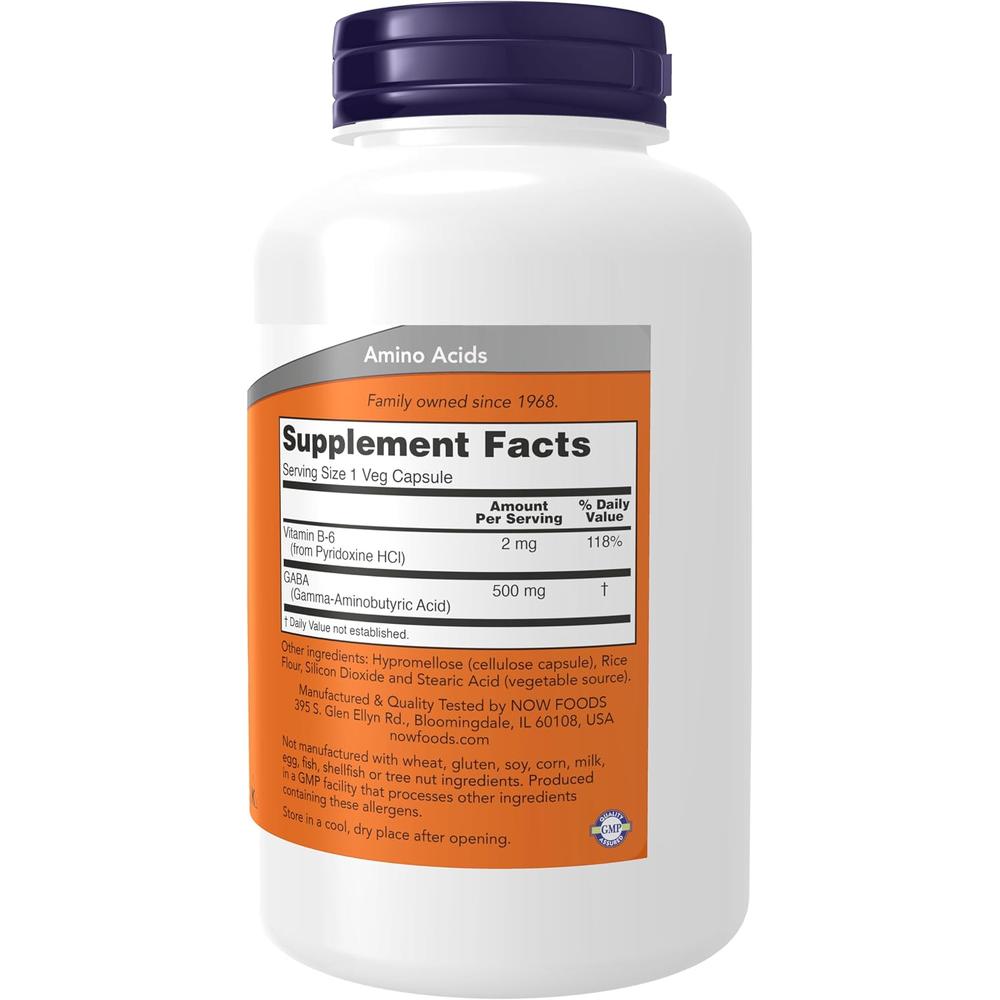 GABA NOW FOODS 500 MG 200 CÁPSULAS - 3
