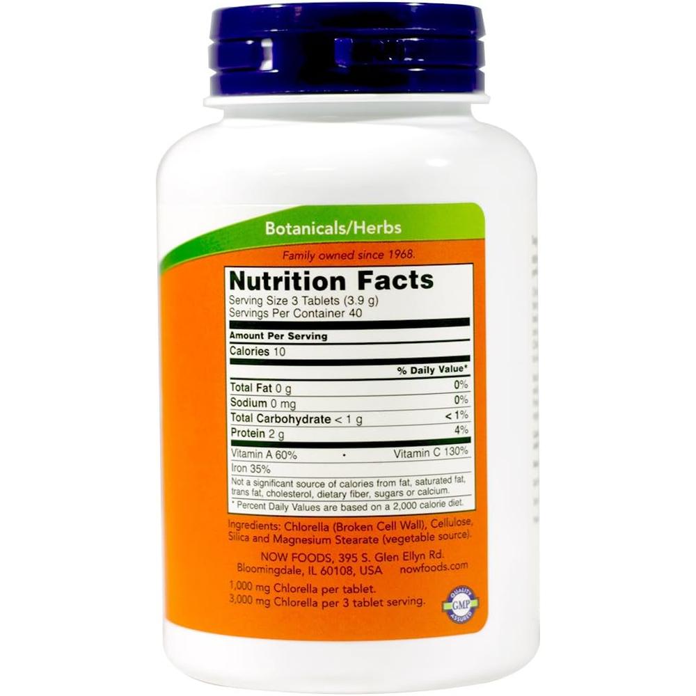 CHLORELLA NOW FOODS 1000 MG 120 TABLETAS | PACK 2 - 3