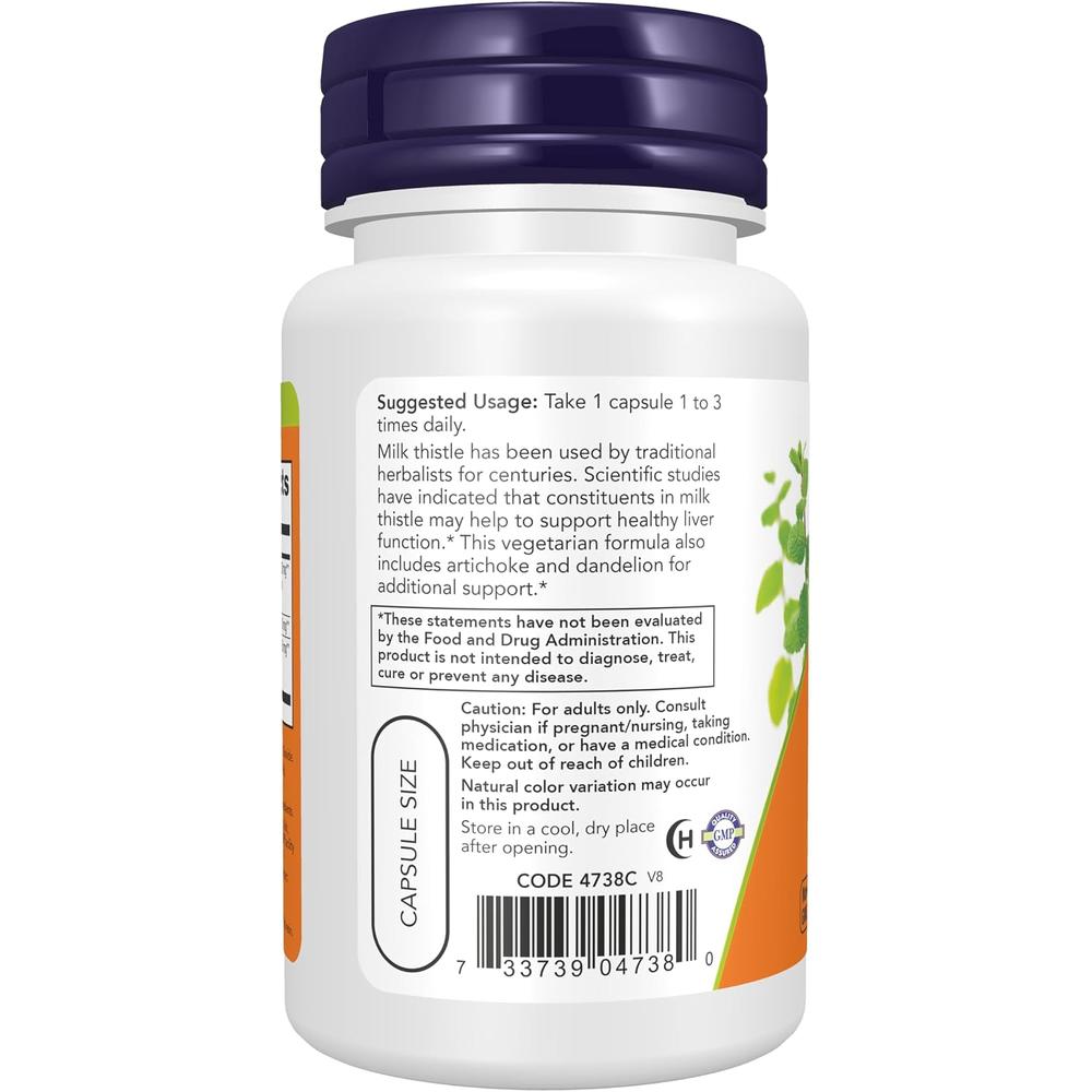 CARDO MARIANO NOW FOODS 300 MG + SILIMARINA 240 MG + ALCACHOFA + DIENTE DE LEÓN 50 CÁPSULAS VEG. - 4