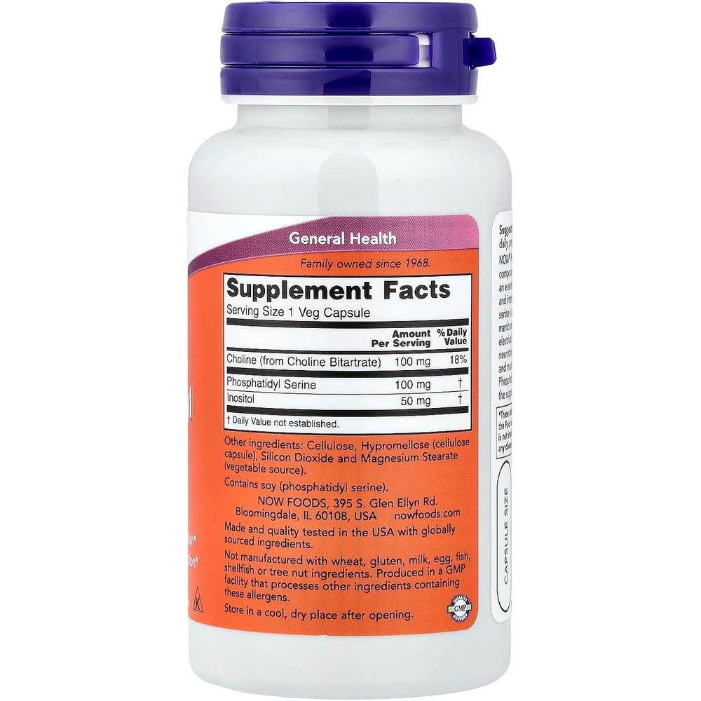 FOSFATIDILSERINA NOW FOODS 100 MG 60 CÁPSULAS - 3