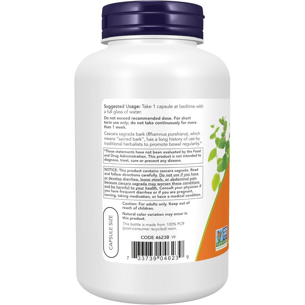 CÁSCARA SAGRADA NOW FOODS 450 MG 250 CÁPSULAS - 4