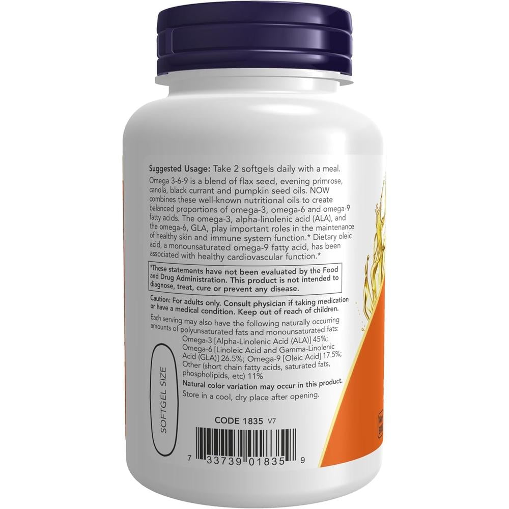 OMEGA 3-6-9 NOW FOODS 1000 MG 100 CÁPSULAS BLANDAS - 4