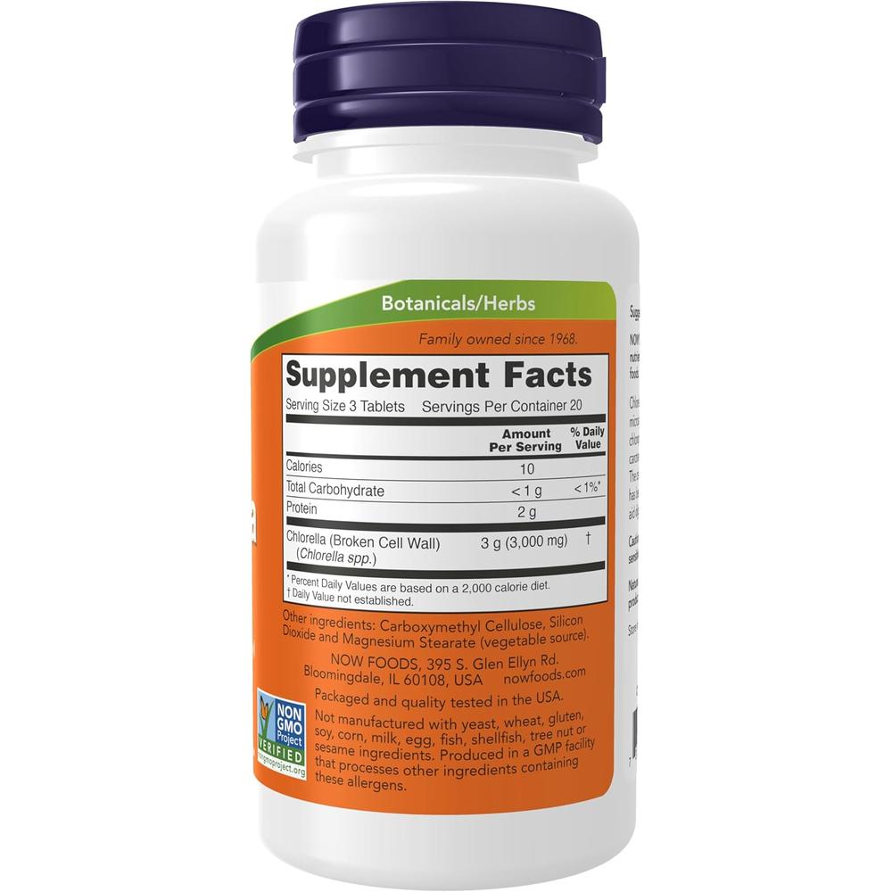 CHLORELLA NOW FOODS 1000 MG 60 TABLETAS - 3
