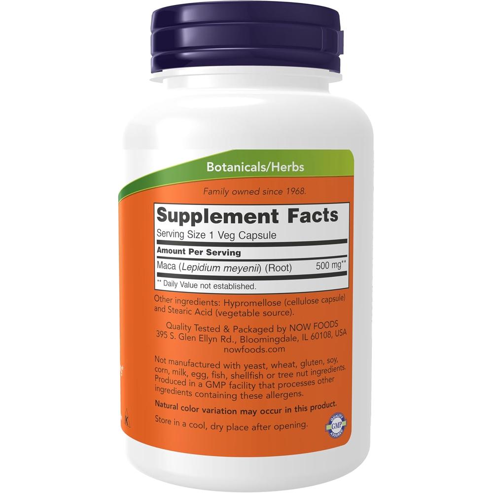 MACA NOW FOODS 500 MG 250 CÁPSULAS - 3