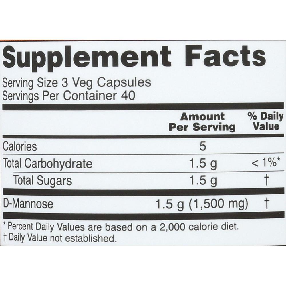 D-MANOSA NOW FOODS 500 MG 120 CÁPSULAS | PACK 3 - 4