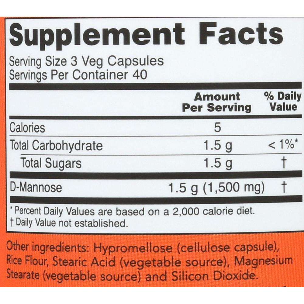 D-MANOSA NOW FOODS 500 MG 120 CÁPSULAS | PACK 3 - 6