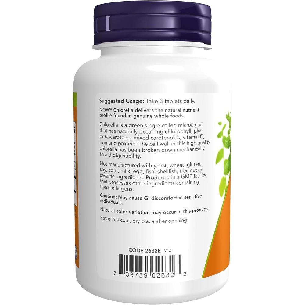 CHLORELLA NOW FOODS 1000 MG 120 TABLETAS - 4