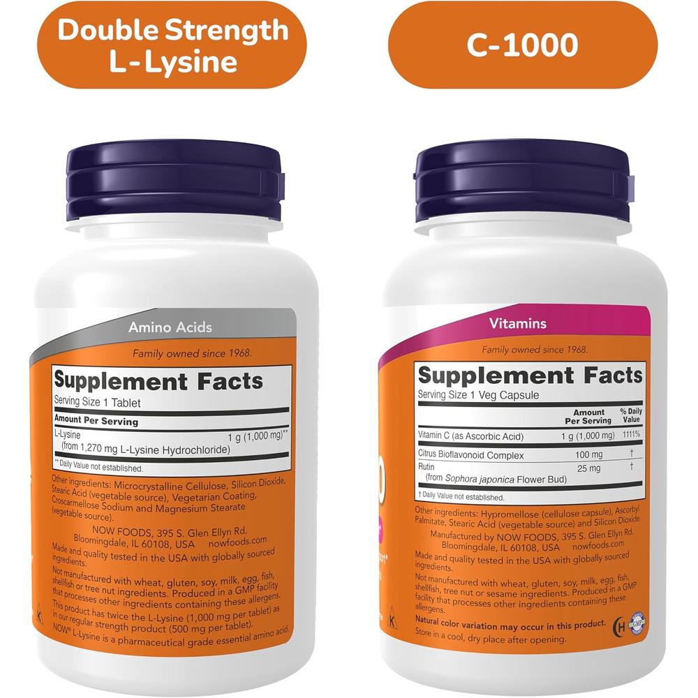L-LISINA + VITAMINA C NOW FOODS | SET 2 - 3