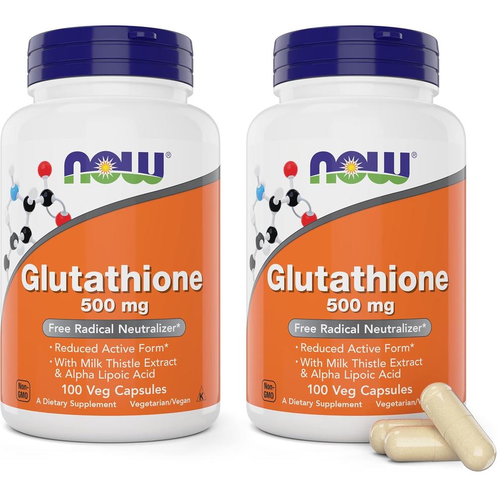 GLUTATIÓN NOW FOODS 500 MG CON CARDO MARIANO + ÁCIDO ALFA LIPOICO 100 CÁPSULAS | PACK 2 - 2