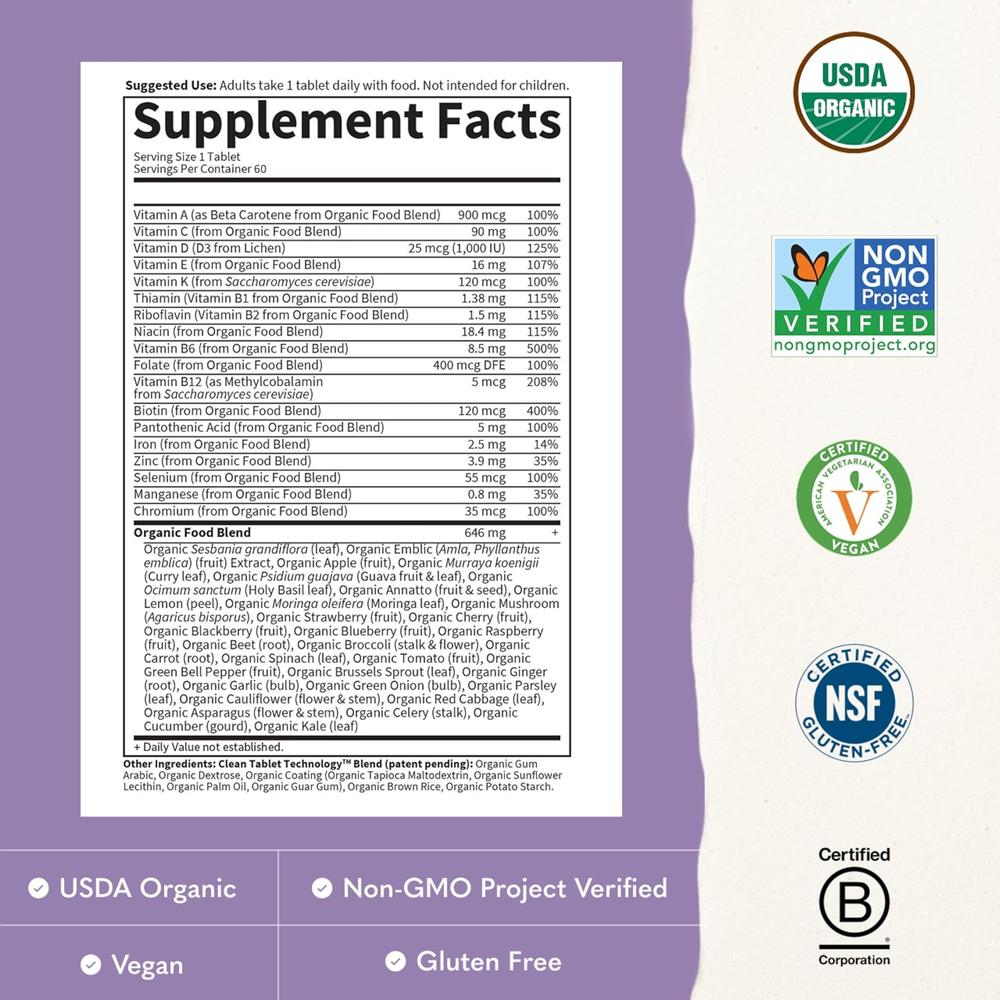 MULTIVITAMÍNICO GARDEN OF LIFE ORGANICS WOMEN'S ONCE DAILY 60 TABLETAS - 4