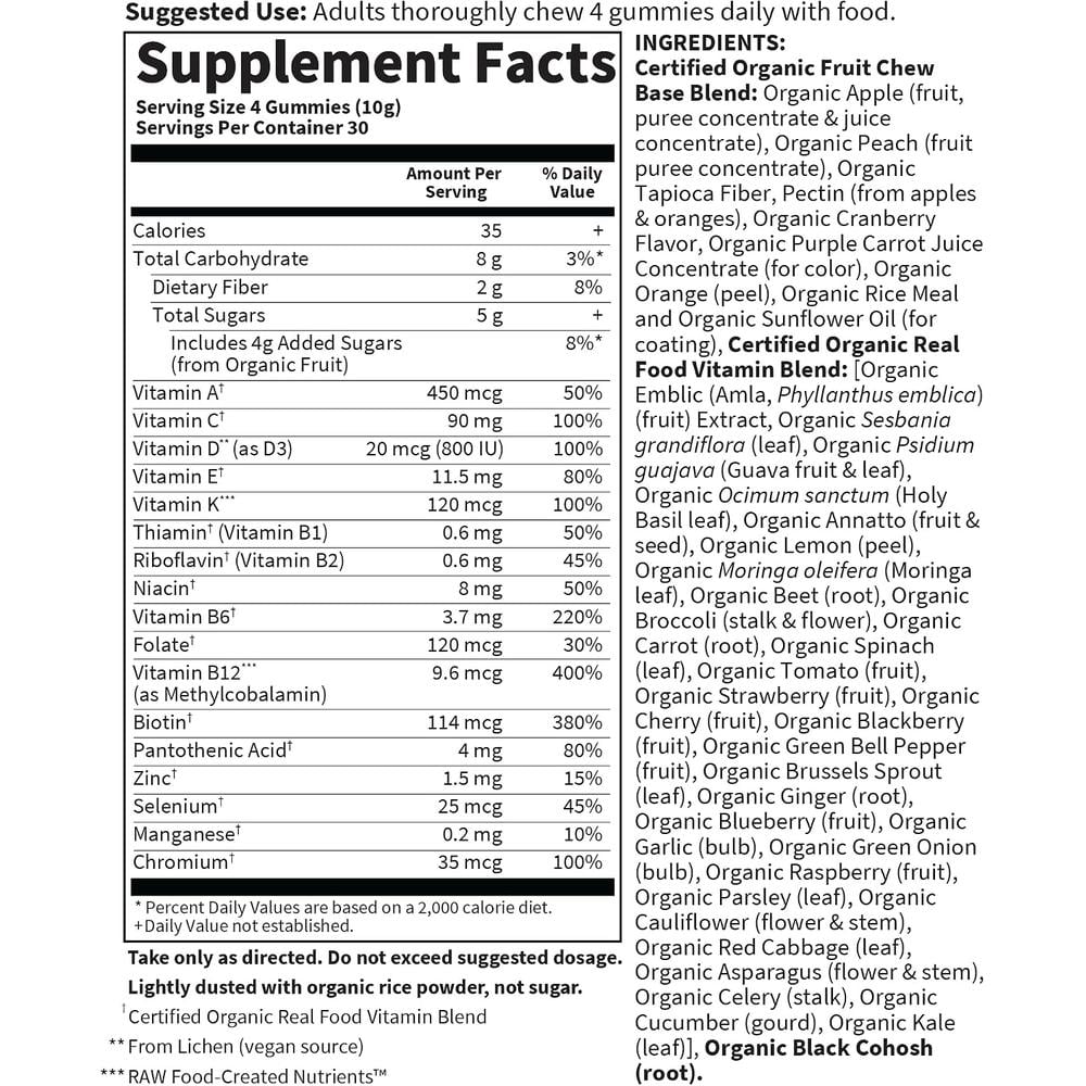 MULTIVITAMÍNICO GARDEN OF LIFE ORGANICS WOMEN'S MULTI 40+ BERRY 120 GOMITAS - 5