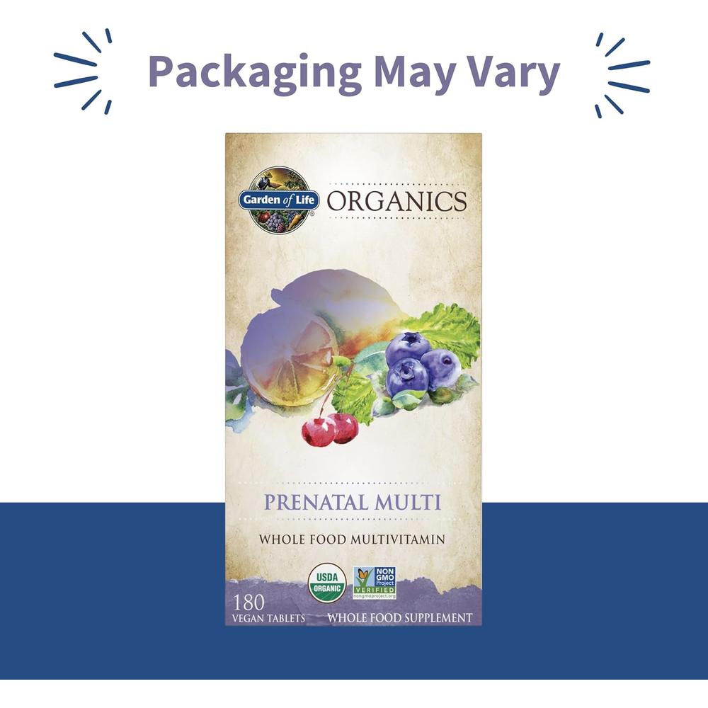 MULTIVITAMÍNICO GARDEN OF LIFE ORGANICS PRENATAL MULTI 180 TABLETAS | PACK 2 - 2