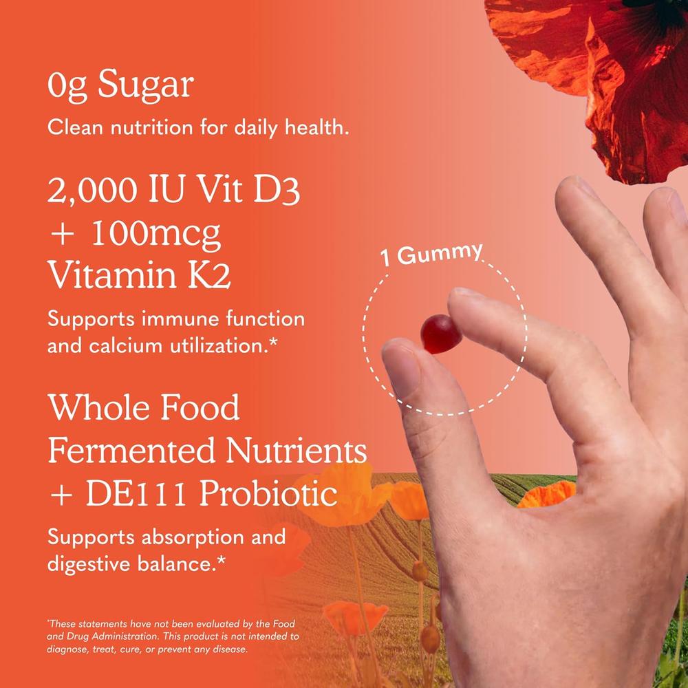 VITAMINA D3 + K2 GARDEN OF LIFE VITAMIN CODE 2000 UI + 100 MCG FRAMBUESA LIMÓN 45 GOMITAS - 5