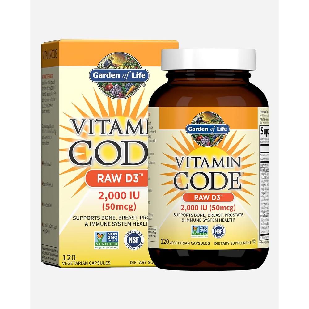 VITAMINA D3 GARDEN OF LIFE VITAMIN CODE RAW 2000 UI 120 CÁPSULAS - 1