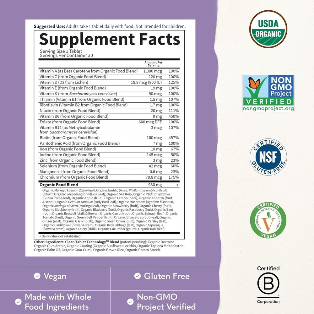 MULTIVITAMÍNICO GARDEN OF LIFE ORGANICS PRENATAL ONCE DAILY 30 TABLETAS - 3