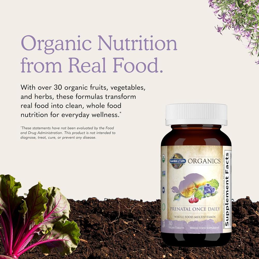 MULTIVITAMÍNICO GARDEN OF LIFE ORGANICS PRENATAL ONCE DAILY 30 TABLETAS - 6
